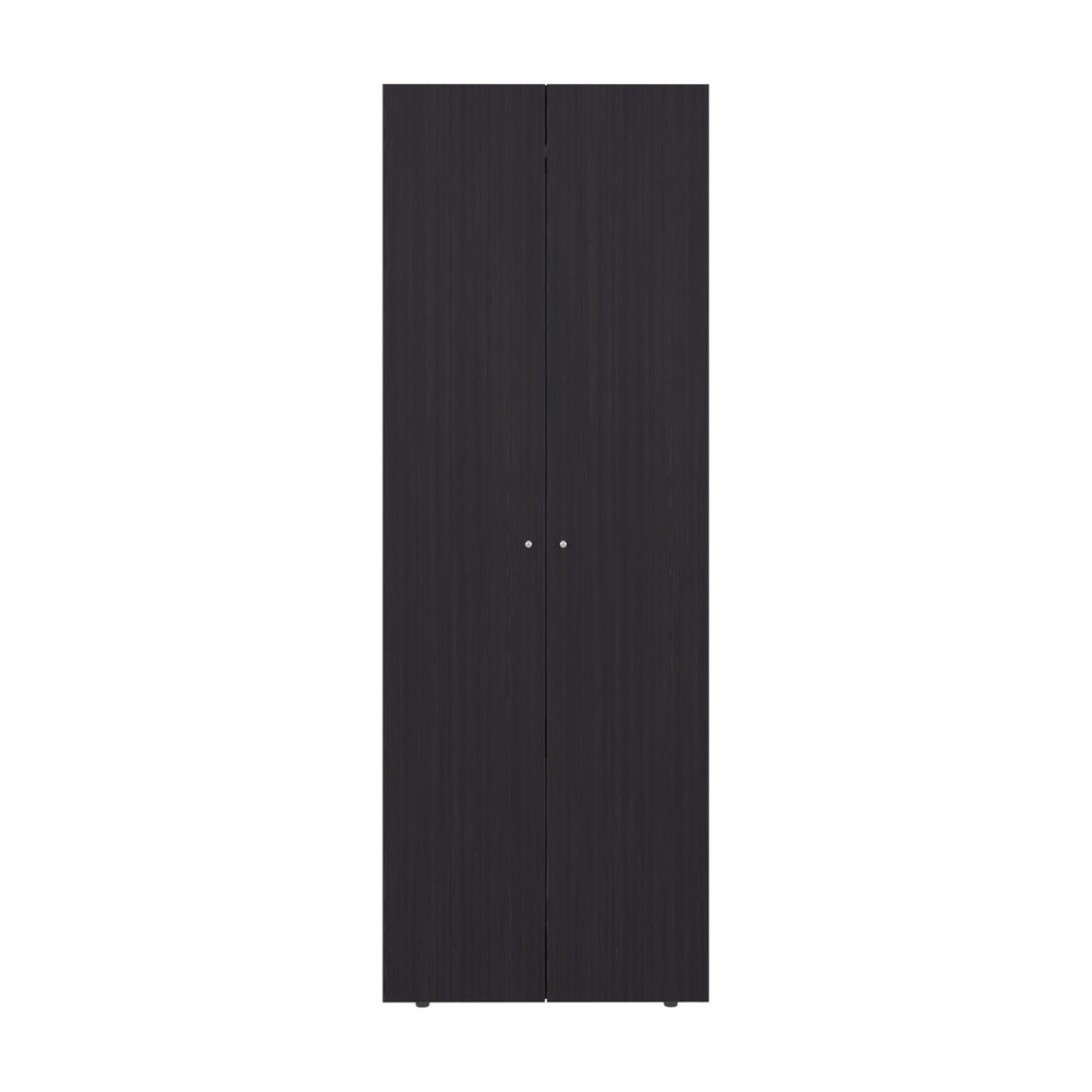 English Elm Home 2 Doors Closet System Armoire with Hanging Rod & Shelf, Modern Black Vertical Storage for Small Spaces B200P350351