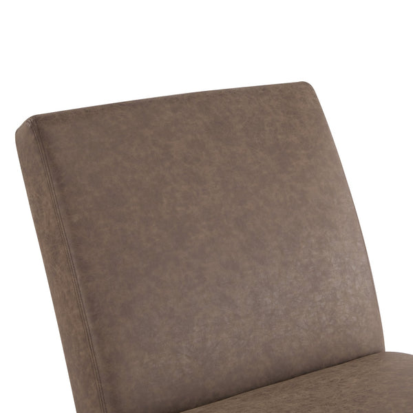 English Elm Christopher Knight Home® - FINLAY Curved KD Chaise Lounge Dark Coffee PU Leather Birch Wood Legs — Contemporary Comfort 62" N776P298861C