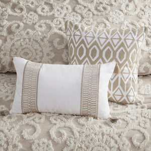 English Elm Cotton Suzanna Comforter Mini Set King Taupe – 100% Cotton Tufted Chenille Medallion, OEKO-TEX Certified, Oversized Plush B03595742