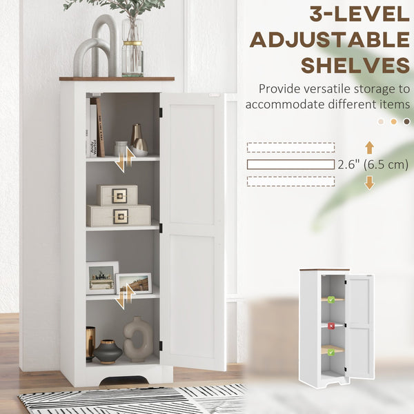 English Elm HOMCOM Farmhouse Barn Door Storage Cabinet with Adjustable Shelves, Anti-Tip Floor Pantry Accent MDF W2225P200919