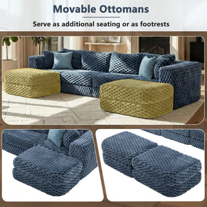 English Elm Swivel Barrel Accent Chair Chenille Tufted Round Club Seat for Living Room Lounge Blue N719S002360C