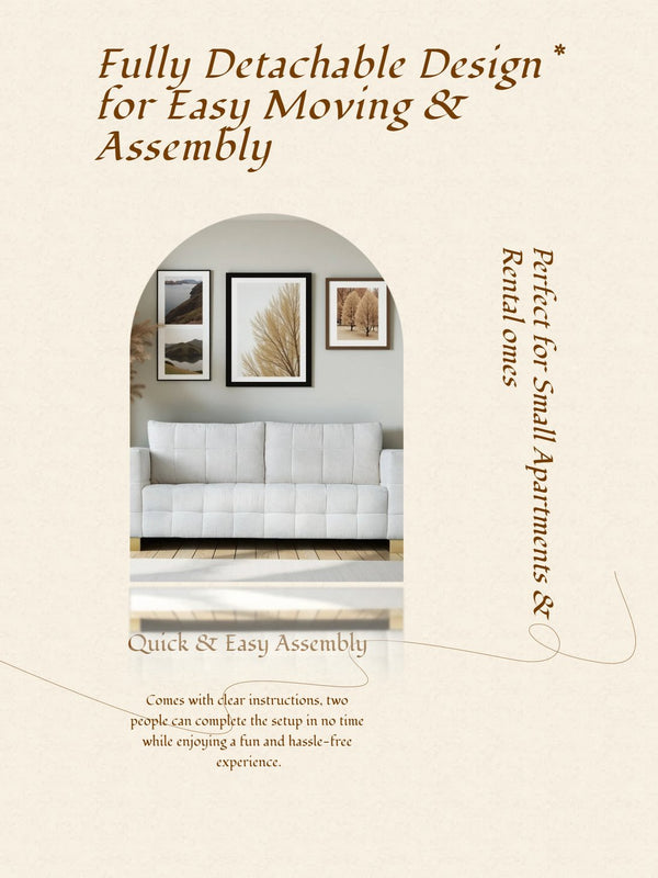 English Elm FX-P54-BK Plush Chenille Sofa with Metallic Legs, Subtle Glamour, Durable Velvet Feel for Living Room Beige W576S00168