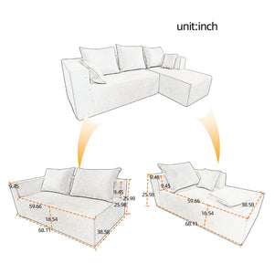 English Elm Combination Modular Linen Sectional Sofa with Memory Sponge Fill for Living Room Use W3064S00004