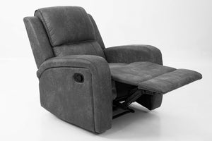 English Elm Modern Grid Tufted Manual Recliner Smoke Leather Like Fabric Square Arm Lounge Chair B011P466427