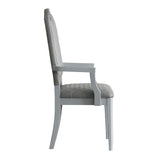 English Elm Two Tone Grey and Pearl Grey Upholstered Back Arm Chairs (Set Of 2)