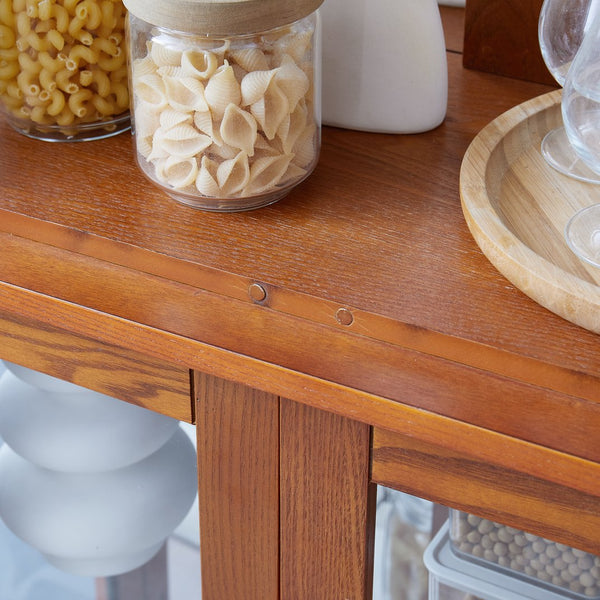English Elm Lighted Glass Curio Cabinet With Adjustable Shelves, Elegant Oak Frame & Integrated Lighting For Showcasing Collectibles W2275P178797