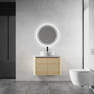 English Elm 30'' Wall-Mounted Bathroom Vanity With Ceramic Art Sink & Soft-Close Doors For Modern Spaces W999S00465