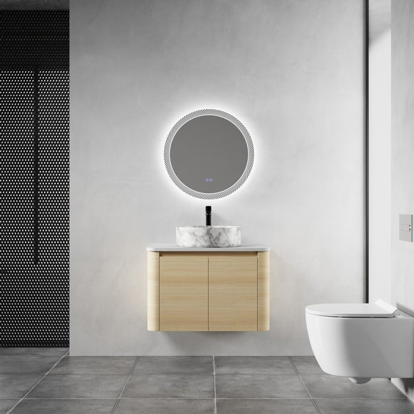 English Elm 30'' Wall-Mounted Bathroom Vanity With Ceramic Art Sink & Soft-Close Doors For Modern Spaces W999S00465