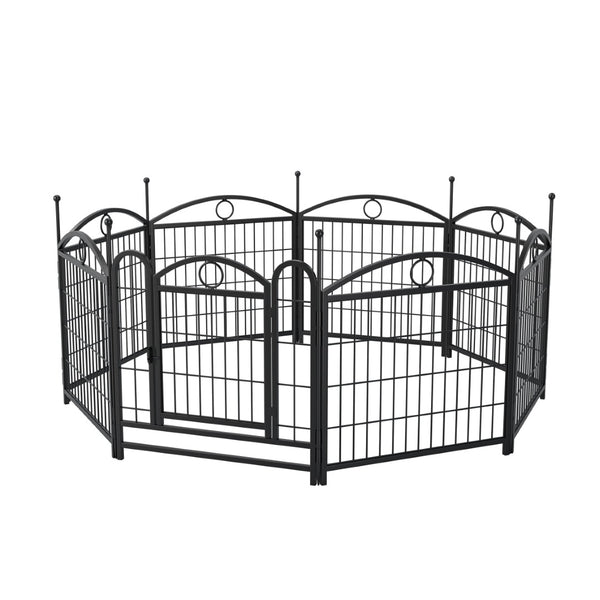 English Elm Dog Playpen 8 Panel Heavy Duty Iron Pet Enclosure Foldable Indoor Outdoor Exercise Pen Black W368P233996