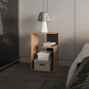 English Elm Side Table Sallis — Compact Engineered Wood Accent Table with Open Shelf, Portable Space-Saving Design Beige B092P309177