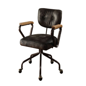 English Elm Vintage Swivel Office Chair in Whiskey Grain Leather with Nailhead Trim and Rolling 5-Star Base Black B062P182753