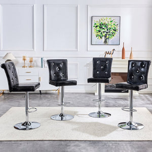 English Elm 4-pack Pu High-back Dining Chairs with Powder-coated Metal Legs for Modern Kitchens Black W3875P371070