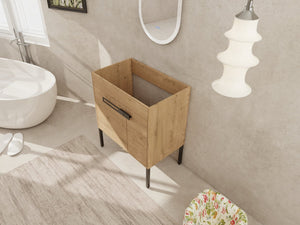 English Elm 30 30 Inch Freestanding Bathroom Vanity Cabinet Dual-Install Wall or Floor, Soft-Close Doors, Metal Handles, Adjustable Shelf, Feet Included W999104320