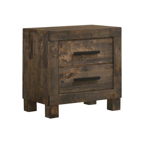 English Elm 2 Chic Two-Drawer Nightstand with Sparkling Acrylic Panels and Faceted Crystal Hardware for Glam Bedrooms Rustic Brown B016P255623