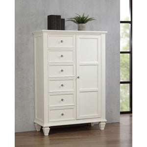 English Elm Vallauris Cream White 8-Drawer Chest with Cabinet & Felt-Lined Top Drawer, Coastal Hardwood Storage Elegance B062P340642