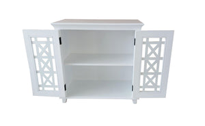 English Elm Leroy Solid Wood Accent Cabinet White with Glass Door & Shelf, Elegant Entryway Storage 35x18x34 B091P340575