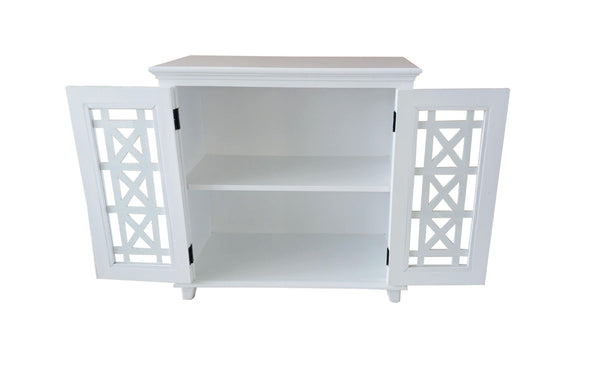 English Elm Leroy Solid Wood Accent Cabinet White with Glass Door & Shelf, Elegant Entryway Storage 35x18x34 B091P340575