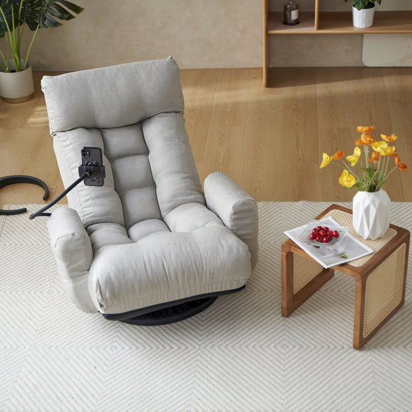 English Elm Adjustable ergonomic gaming lounge chair with 360° swivel, spring seat comfort and phone holder Gray W244P172639