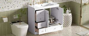 English Elm 36 Inch Shaker Bathroom Vanity with Resin Sink Four Soft Close Drawers Mdf Cabinet White N729P000028K