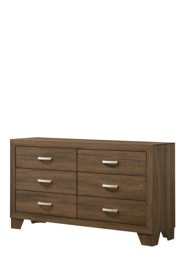 English Elm Miquell Modern Oak-Style Dresser with Six Smooth-Glide Drawers, Geometric Block Legs, Durable Finish Oak 63 L x 20 W x 33 H B2726P261893