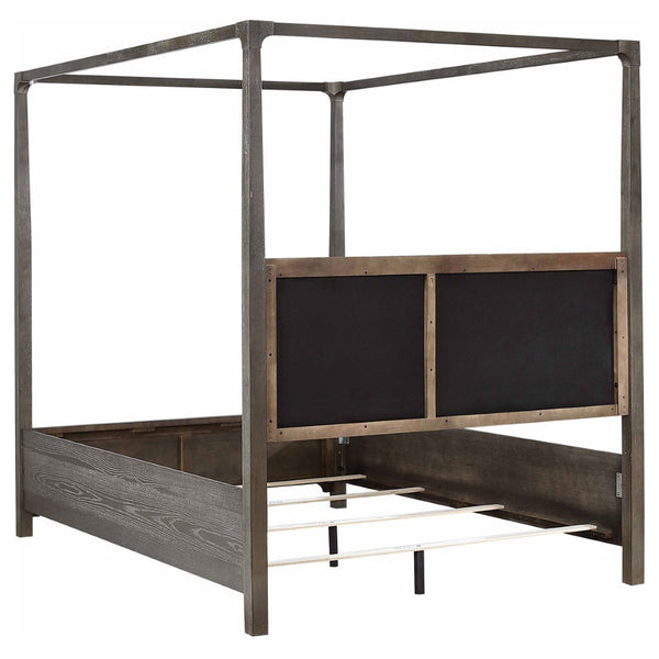 English Elm Harbington Queen Bedroom Set Boucle Headboard Brass Hardware Dark Cocoa Finish B062S01545