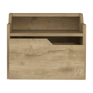 English Elm Floating Nightstand Macadamia - Modern Wall-Mount Dual-Tier with Spacious Drawer, Durable Engineered Wood B097P199741