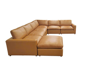 English Elm Leather Match Modular Sectional Sofa with Top Grain Upholstery for Open Living Rooms Ginger B2748S00165