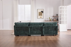 English Elm United Oversized 112" Sectional Sofa Cloud Couch - Modern Chenille L-Shaped With Storage Ottoman & Usb W1568S00191-GIGA