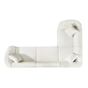 English Elm Christopher Knight Home® - 104" L-Shaped Curved Sectional Sofa with Plush Bouclé Upholstery, Sculptural 4-Seater Comfort & Durability Beige N767P333668B