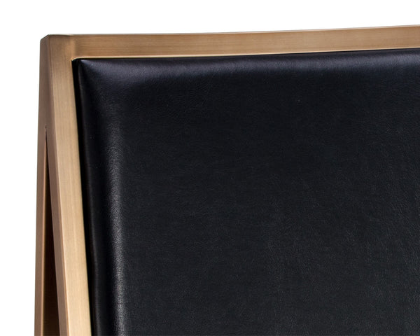 Sunpan Blair Dining Chair Set - Chic Antique Brass Frame with Luxurious Smooth Leather for Modern Spaces Cantina Black