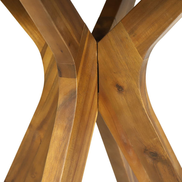 English Elm Stamford Solid Acacia Round Side Table Slatted X-base Design for Patio or Living Room Teak N770P414166T