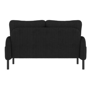 English Elm United We Win Corduroy Two Seat Sofa with Lumbar Support and Built in Storage Pockets Black W1568P386171