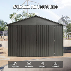 English Elm 12x25ft Outdoor Steel Carport Heavy Duty Shelter with Lockable Doors Wind Rated W1859P364961