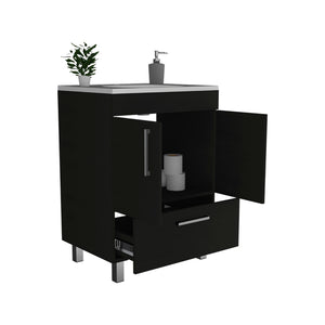 English Elm Othello Single Bathroom Vanity with Four Leg Base Double Door Cabinet Storage B128S00217