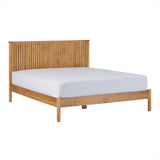 Contemporary Reeded Headboard Solid Wood Queen Bed Blonde ORLB5CBN Walker Edison