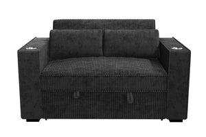 English Elm Modern Corduroy Convertible Sleeper Sofa with Usb Ports and Built-in Cupholders B011S02177
