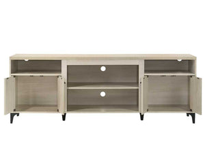 English Elm Tropea 58 Inch Open Shelf Media Console with Oak Finish and Cord Management B2749P413263