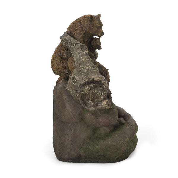 English Elm Christopher Knight Home® - 24.75" CALLAN FOUNTAIN Weather-Resistant Outdoor Floor Fountain with Pump, Underwater Lights & Bear Accents 71777.00LM