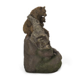 Christopher Knight Home® - Noble House - Callan Outdoor Bear Family Fountain, Light Brown and Moss