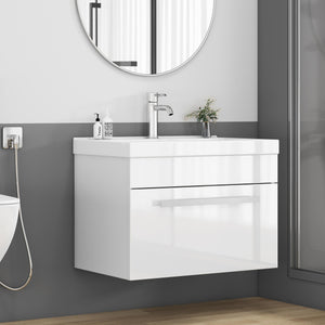 English Elm 24-Inch Bathroom Vanity With Sink Combo - Modern Wall-Mount Design, Soft-Close Drawer & Glossy Finish W3151S00059