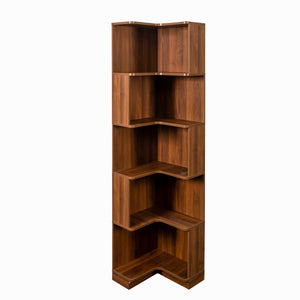 English Elm Corner 5-Tier Book Shelf with LED Accent Lighting, Space-Saving L-Shaped Corner Bookcase for Home Walnut W331P293305