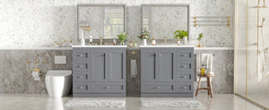English Elm 72-inch Shaker Double Bathroom Vanity Gray Mdf with Resin Basins and Soft Close Storage N729P000030E