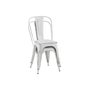 English Elm 2pc Industrial Metal Dining Chairs Stackable High Gloss Set for Kitchen or Modern Matte White B011P238551