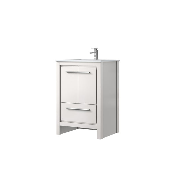 English Elm White Bath Vanity With Cultured Marble Top & Chrome Faucet - Stylish Storage For Small Spaces B2731P259280-GIGA