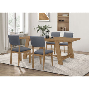 English Elm Gavilon 5-Piece Dining Table Set – Rustic Farmhouse Charm With Blue-Gray Upholstered Chairs B062S01222