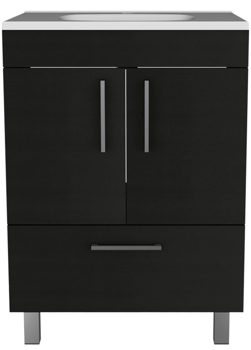 English Elm Othello Single Bathroom Vanity with Four Leg Base Double Door Cabinet Storage B128S00217