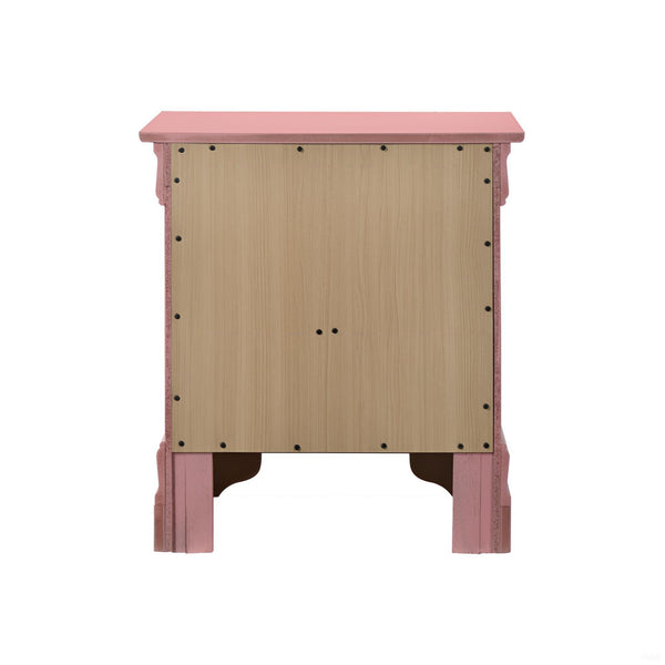English Elm Charming transitional two-drawer nightstand with vibrant finish, compact 25"H x 22"W x 17"D storage solution Pink 28 L x 24 W x 19 H B078108178