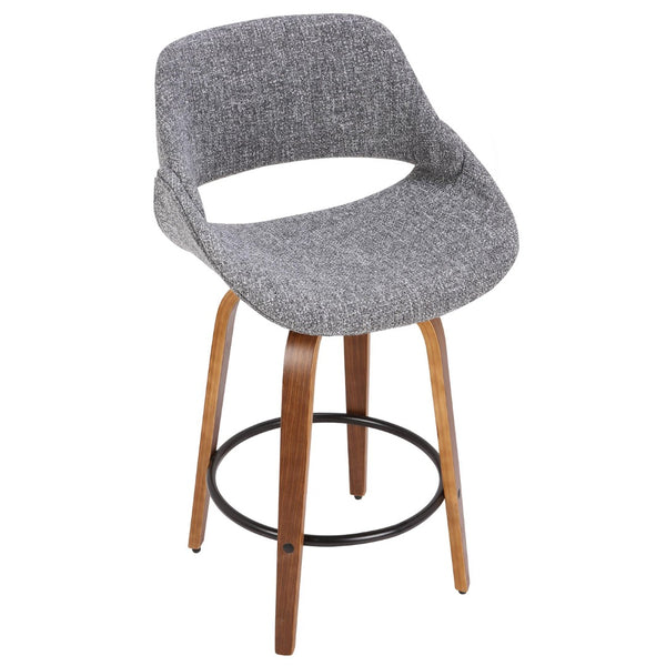 English Elm Fixed-height Swivel Counterstools with Bentwood Frame and Upholstered Seat Set of 3 B202S02015