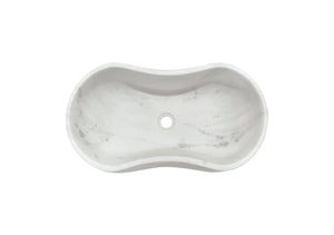 English Elm White Natural Marble Vessel Sink - Handcrafted Elegance With Semi-Polished Finish For Luxurious Bathrooms W1696P333269-GIGA