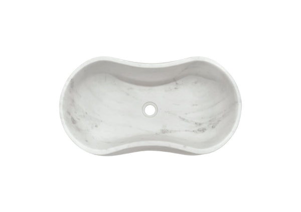 English Elm White Natural Marble Vessel Sink - Handcrafted Elegance With Semi-Polished Finish For Luxurious Bathrooms W1696P333269-GIGA